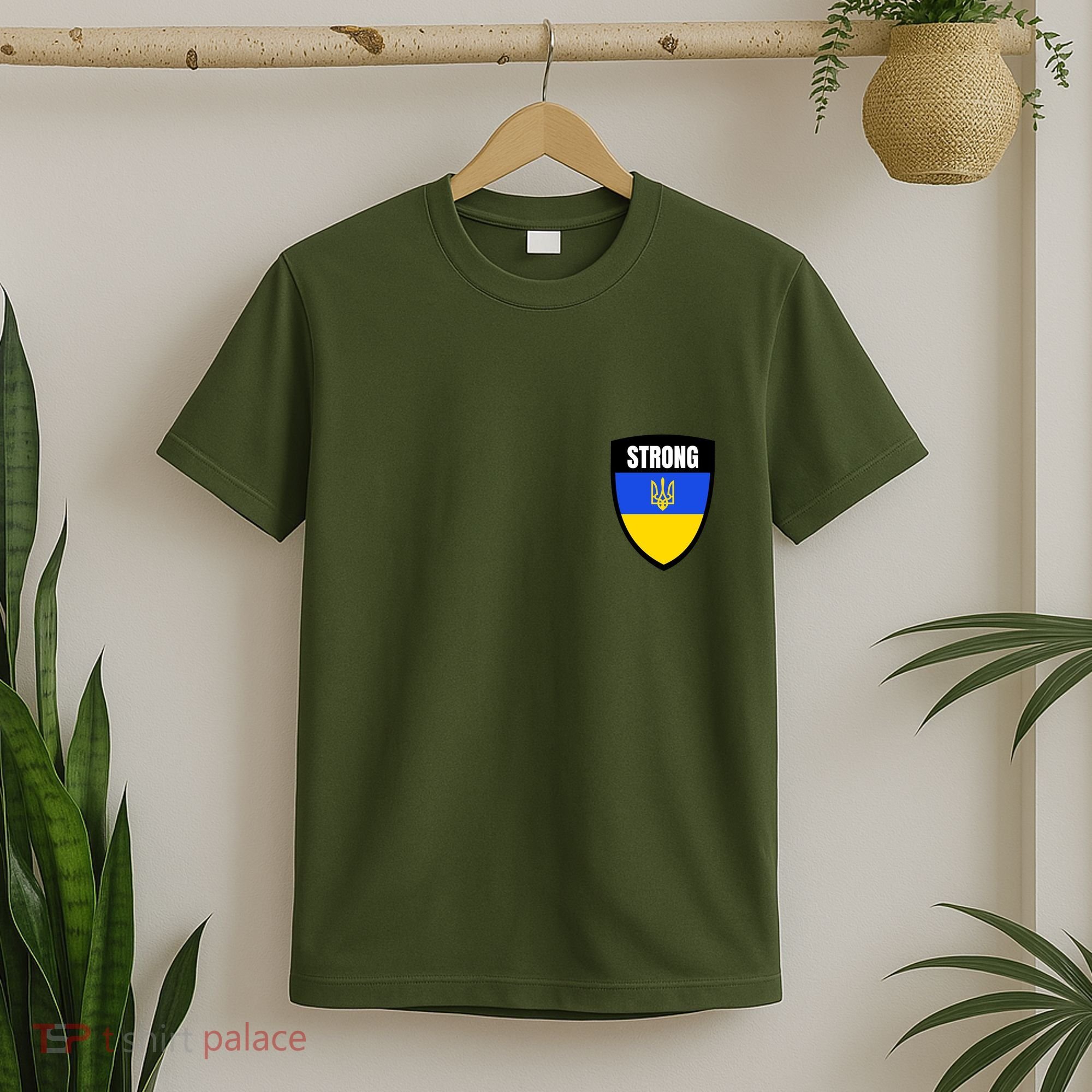 Strong Tactical Support Ukrainian Flag Shield I Stand With Ukraine Military T-Shirt