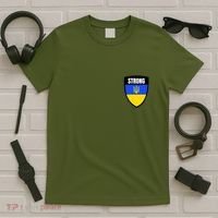 Strong Tactical Support Ukrainian Flag Shield I Stand With Ukraine Military T-Shirt thumb 5