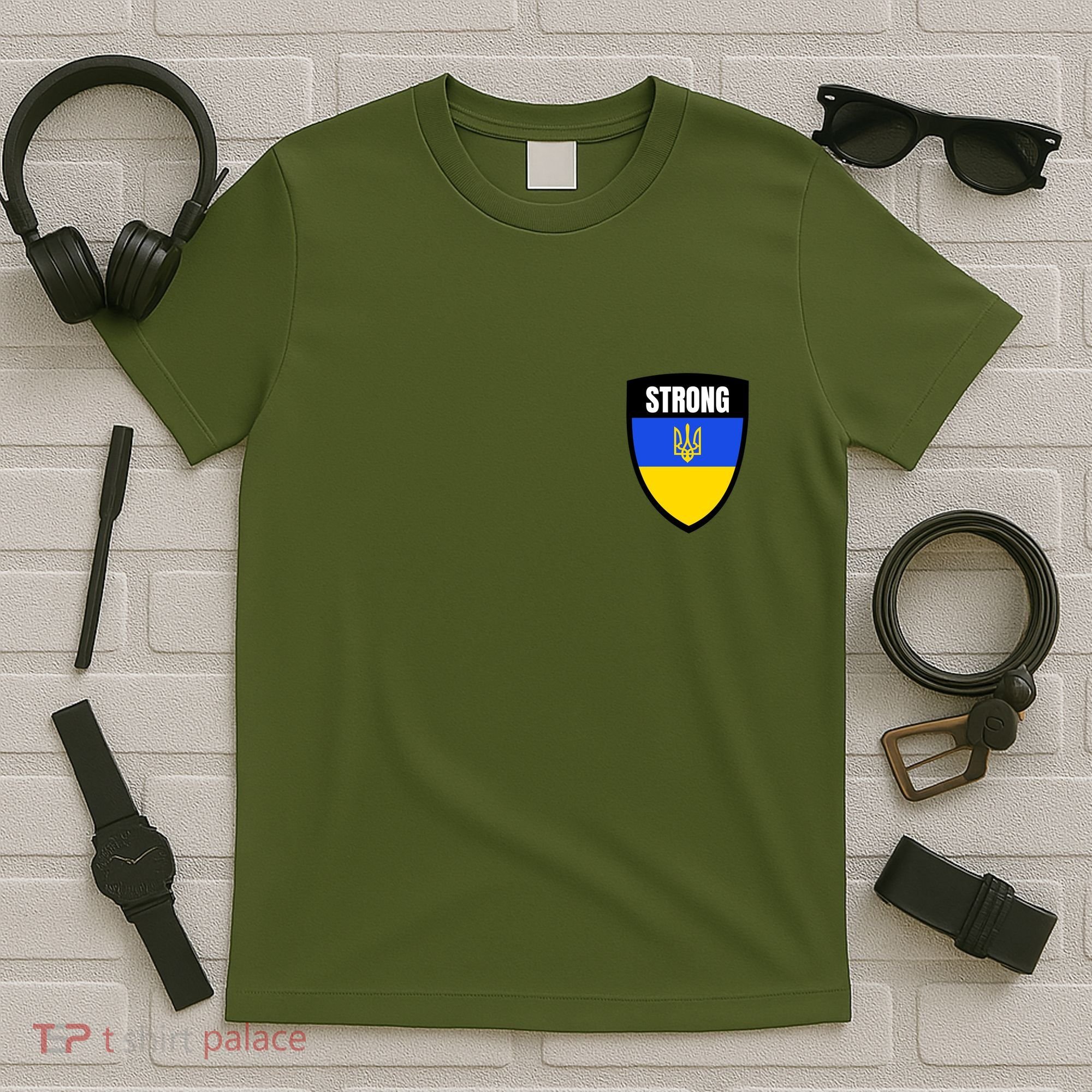 Strong Tactical Support Ukrainian Flag Shield I Stand With Ukraine Military T-Shirt