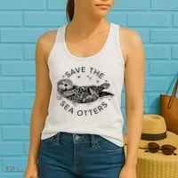 Save The Sea Otters Women's Tank Top thumb 2