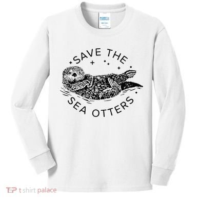 Save The Sea Otters Kids Long Sleeve Shirt