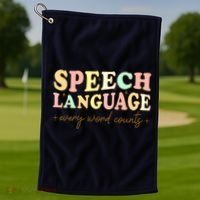 Speech Therapy Speech Language Therapy Pathologist Retro SLP Golf Towel thumb 1