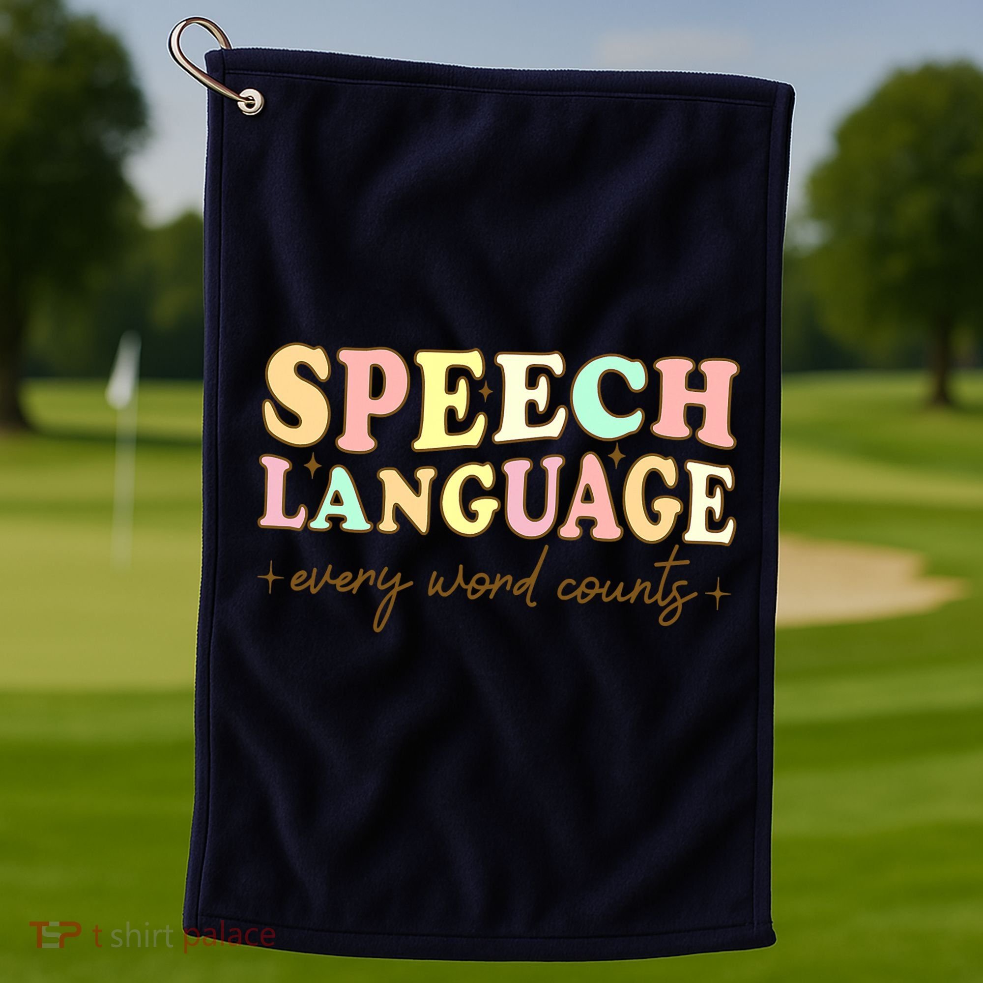 Speech Therapy Speech Language Therapy Pathologist Retro SLP Golf Towel