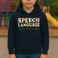 Speech Therapy Speech Language Therapy Pathologist Retro SLP Kids Hoodie thumb 3