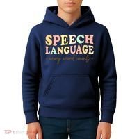 Speech Therapy Speech Language Therapy Pathologist Retro SLP Kids Hoodie thumb 4