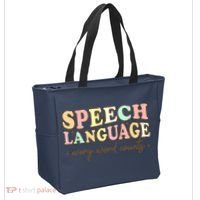 Speech Therapy Speech Language Therapy Pathologist Retro SLP Tote Bag thumb 2