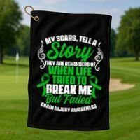 Scars Tell Story Traumatic Brain Injury Support TBI Survivor Golf Towel thumb 1