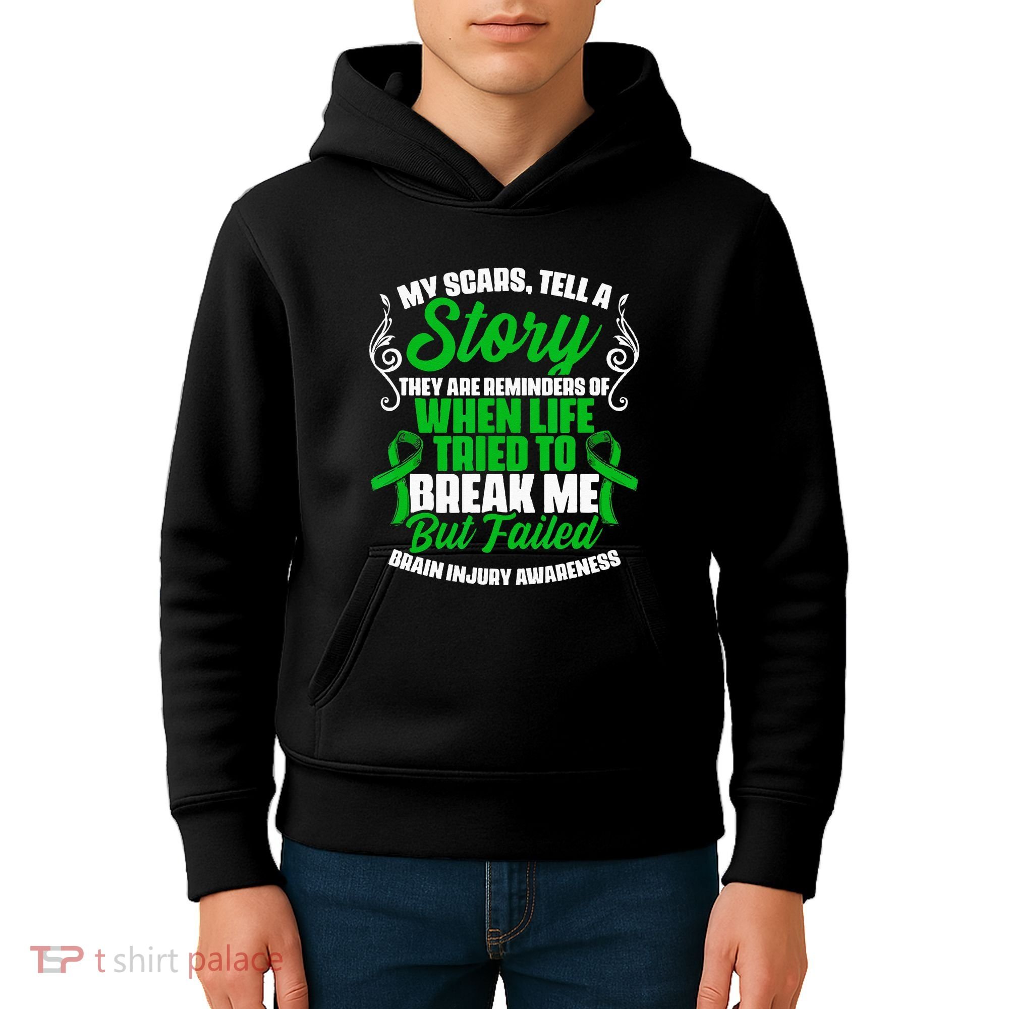 Scars Tell Story Traumatic Brain Injury Support TBI Survivor Kids Hoodie