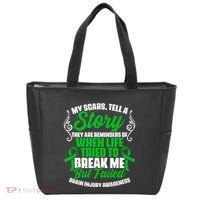 Scars Tell Story Traumatic Brain Injury Support TBI Survivor Tote Bag thumb 0