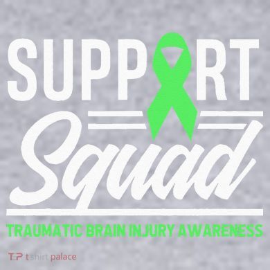 Support TBI Support Squad Traumatic Brain Injury Awareness Women's Racerback Cropped Tank