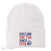 Spilling The Tea Since 1773 History Teacher Gift Funny History Teacher Beanie thumb 0