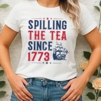 Spilling The Tea Since 1773 History Teacher Gift Funny History Teacher Women's T-Shirt thumb 2