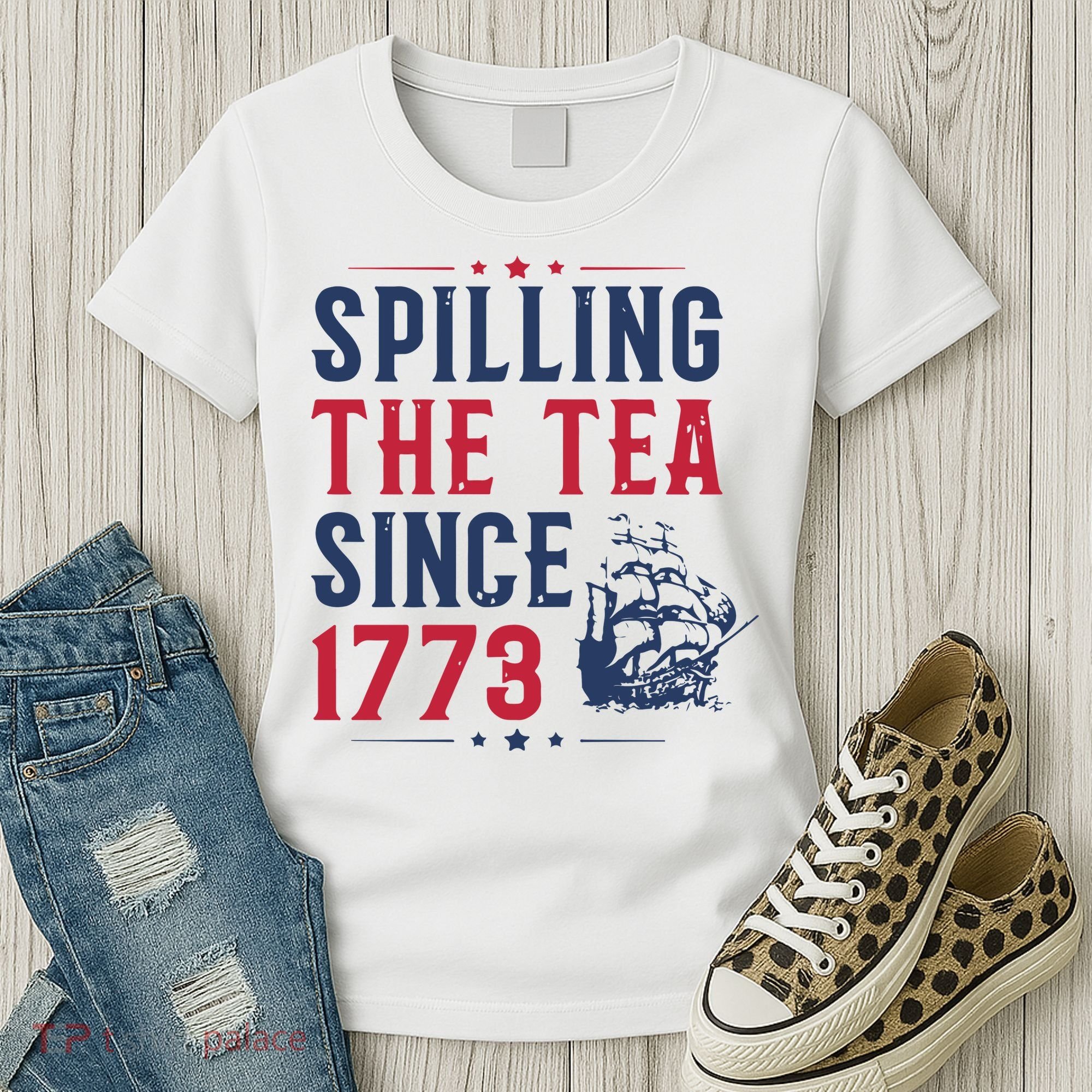 Spilling The Tea Since 1773 History Teacher Gift Funny History Teacher Women's T-Shirt