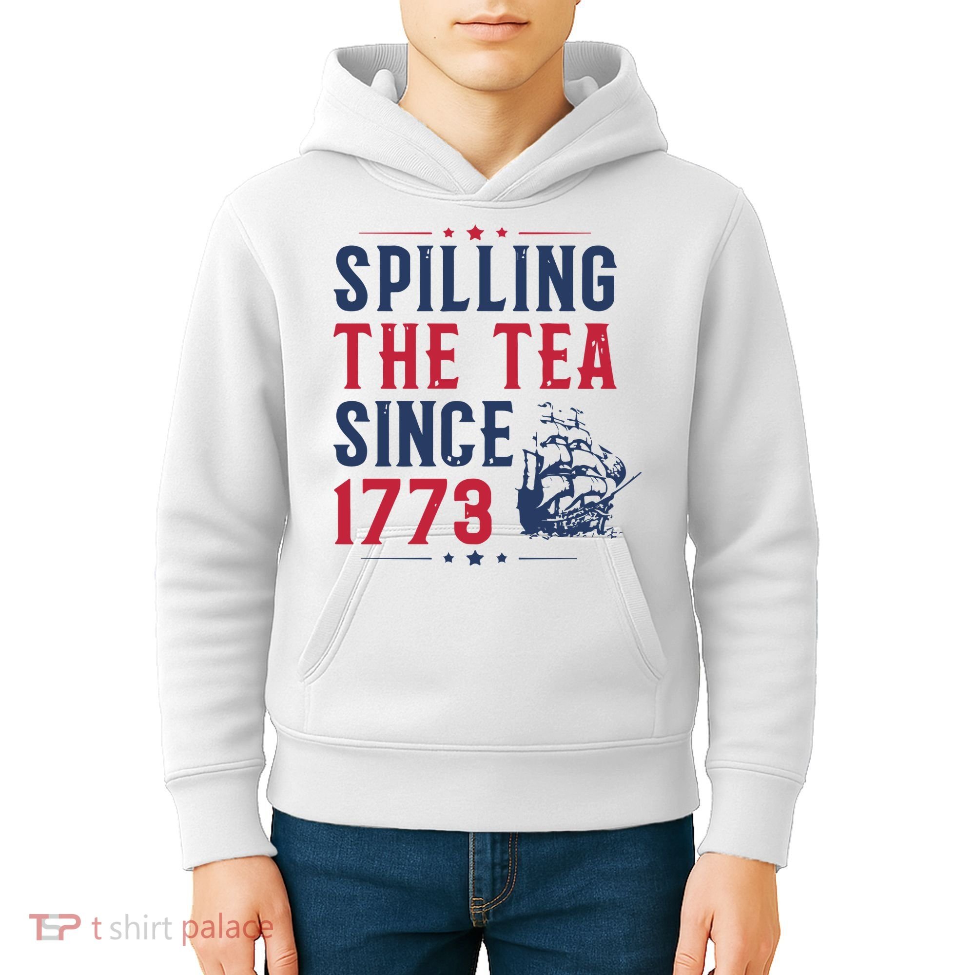 Spilling The Tea Since 1773 History Teacher Gift Funny History Teacher Kids Hoodie