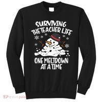 Surviving The Teacher Life One Meltdown At A Time Christmas Sweatshirt thumb 0