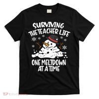 Surviving The Teacher Life One Meltdown At A Time Christmas T-Shirt thumb 0