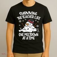 Surviving The Teacher Life One Meltdown At A Time Christmas T-Shirt thumb 3