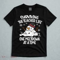 Surviving The Teacher Life One Meltdown At A Time Christmas T-Shirt thumb 5