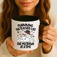 Surviving The Teacher Life One Meltdown At A Time Christmas Coffee Mug thumb 3