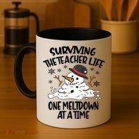 Surviving The Teacher Life One Meltdown At A Time Christmas Coffee Mug thumb 4