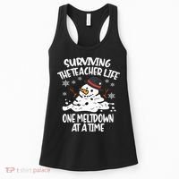 Surviving The Teacher Life One Meltdown At A Time Christmas Women's Tank Top thumb 0
