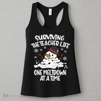 Surviving The Teacher Life One Meltdown At A Time Christmas Women's Tank Top thumb 3
