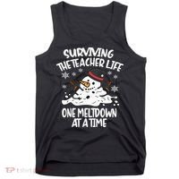 Surviving The Teacher Life One Meltdown At A Time Christmas Tank Top thumb 0