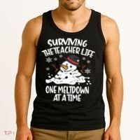 Surviving The Teacher Life One Meltdown At A Time Christmas Tank Top thumb 3
