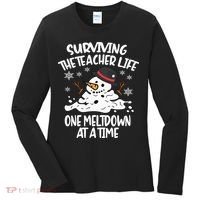 Surviving The Teacher Life One Meltdown At A Time Christmas Women's Long Sleeve Shirt thumb 0