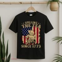 Spilling The Tea Since 1773 Vintage Us History Teacher T-Shirt thumb 2