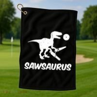 Sawsaurus TRex Tyrannosaurus Rex Funny Golf Towel thumb 1