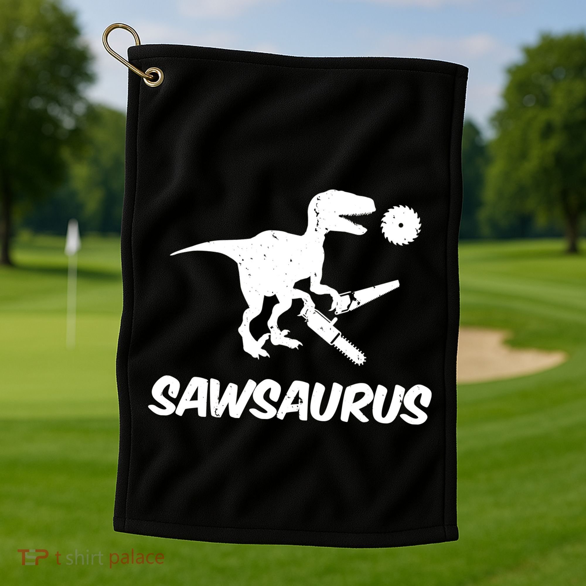 Sawsaurus TRex Tyrannosaurus Rex Funny Golf Towel