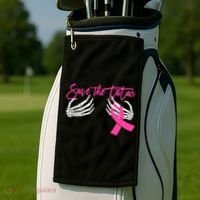 Save The Tatas Breast Cancer Awareness Gift Golf Towel thumb 2