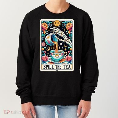Spill The Tea Funny Tarot Card Sarcastic Skeleton Women's Sweatshirt