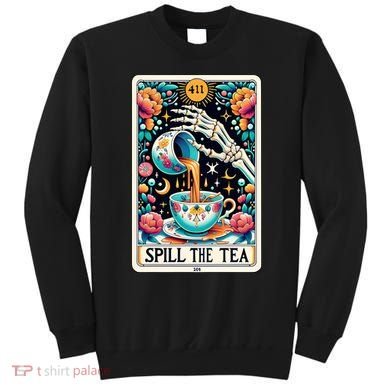 Spill The Tea Funny Tarot Card Sarcastic Skeleton Sweatshirt