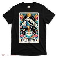 Spill The Tea Funny Tarot Card Sarcastic Skeleton T-Shirt thumb 0