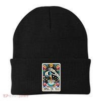 Spill The Tea Funny Tarot Card Sarcastic Skeleton Beanie thumb 0