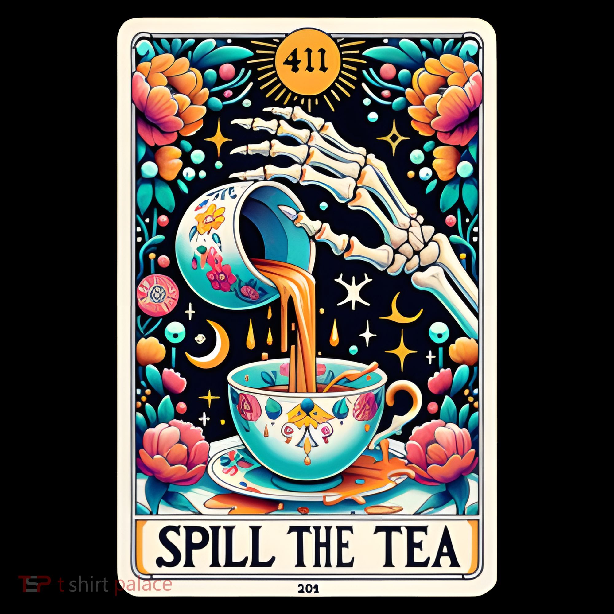 Spill The Tea Funny Tarot Card Sarcastic Skeleton Women's Hoodie