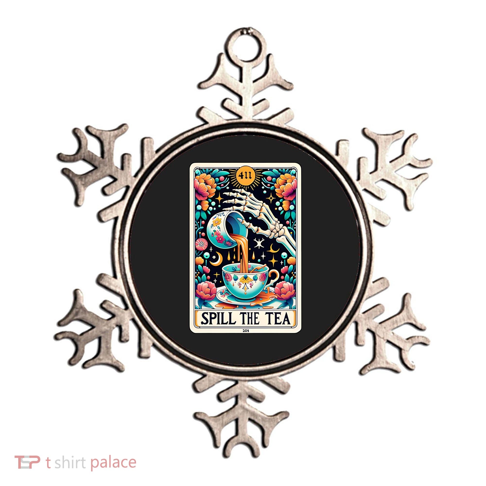 Spill The Tea Funny Tarot Card Sarcastic Skeleton Ornament
