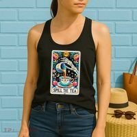 Spill The Tea Funny Tarot Card Sarcastic Skeleton Women's Tank Top thumb 2