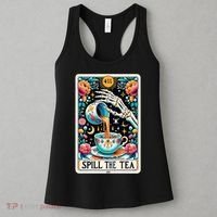 Spill The Tea Funny Tarot Card Sarcastic Skeleton Women's Tank Top thumb 3