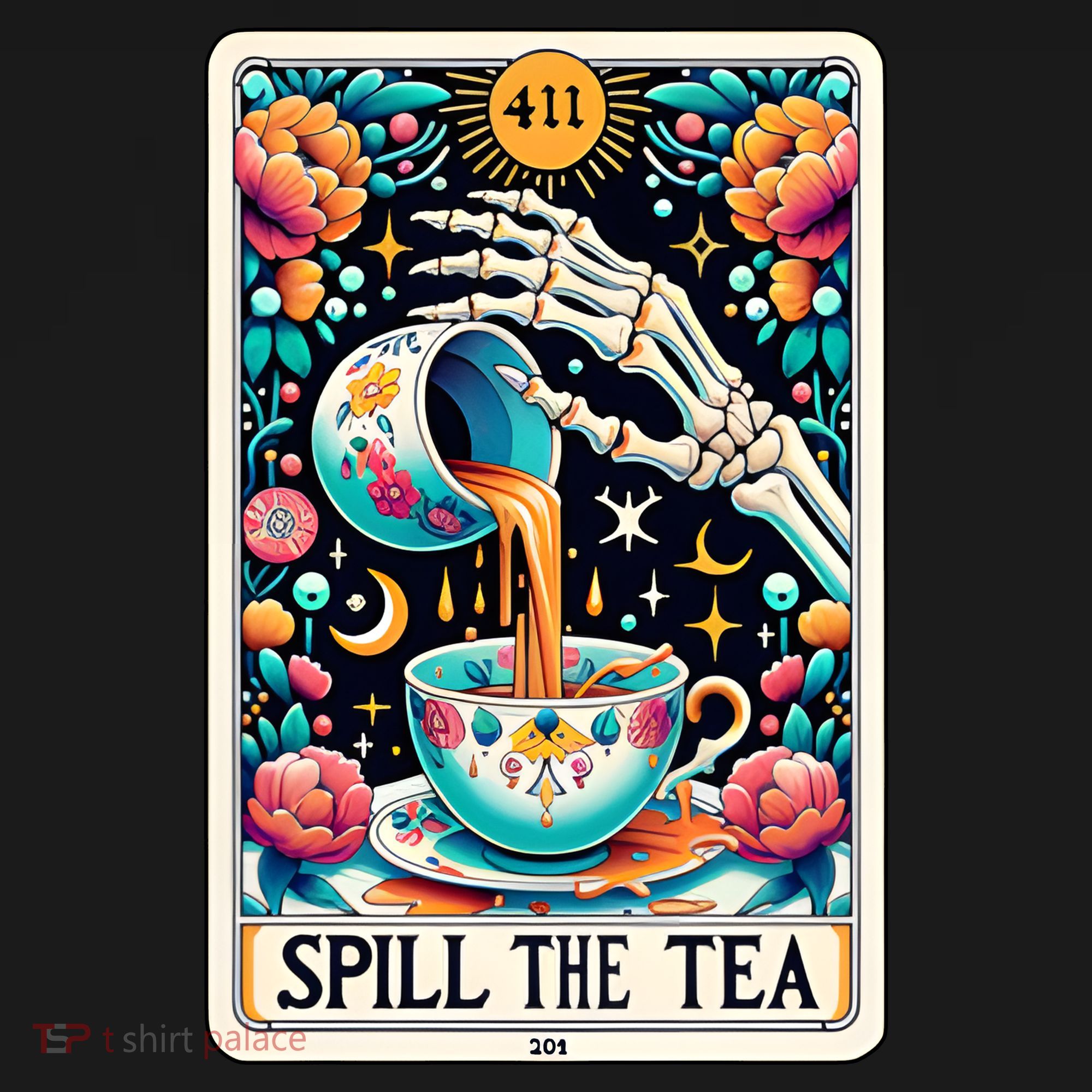 Spill The Tea Funny Tarot Card Sarcastic Skeleton Baby Bodysuit