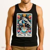 Spill The Tea Funny Tarot Card Sarcastic Skeleton Tank Top thumb 3