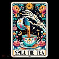 Spill The Tea Funny Tarot Card Sarcastic Skeleton Tank Top thumb 6