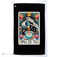 Spill The Tea Funny Tarot Card Sarcastic Skeleton Golf Towel thumb 0