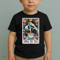 Spill The Tea Funny Tarot Card Sarcastic Skeleton Toddler T-Shirt thumb 2