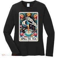 Spill The Tea Funny Tarot Card Sarcastic Skeleton Women's Long Sleeve Shirt thumb 0