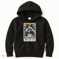 Spill The Tea Funny Tarot Card Sarcastic Skeleton Kids Hoodie thumb 0