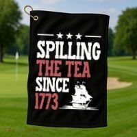 Spilling The Tea Since 1773 Funny History Teacher Golf Towel thumb 1