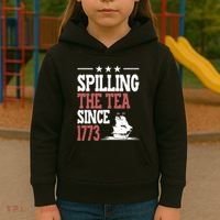 Spilling The Tea Since 1773 Funny History Teacher Kids Hoodie thumb 3